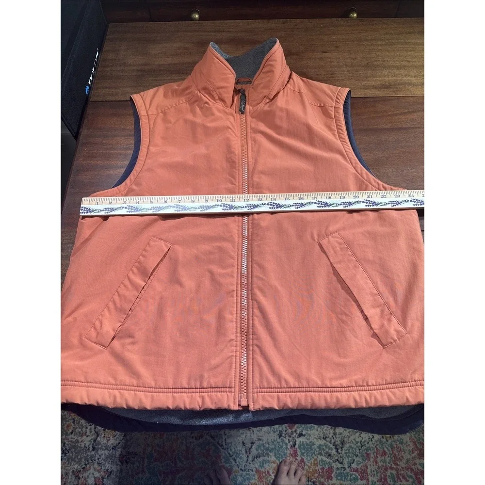 LL Bean Men's Orange Polartec fleece‎ Lined Vest Size Large